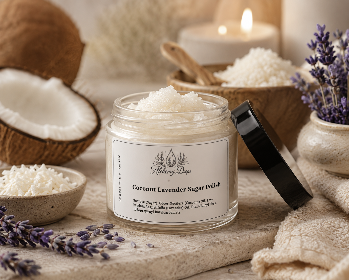 Coconut Lavendar Sugar Polish (net wt 4.5oz)